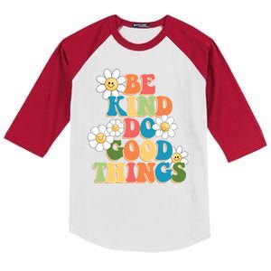 Be Kind Do Good Things Positive Quote Kids Colorblock Raglan Jersey