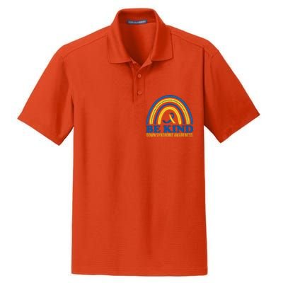 Be Kind Down Syndrome Awareness Rainbow Ribbon Dry Zone Grid Polo