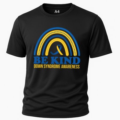 Be Kind Down Syndrome Awareness Rainbow Ribbon Performance Shirt