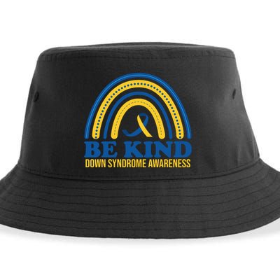 Be Kind Down Syndrome Awareness Rainbow Ribbon Sustainable Bucket Hat