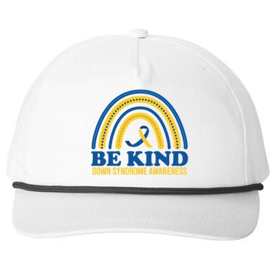 Be Kind Down Syndrome Awareness Rainbow Ribbon Snapback Five-Panel Rope Hat