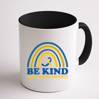 Be Kind Down Syndrome Awareness Rainbow Ribbon Mug
