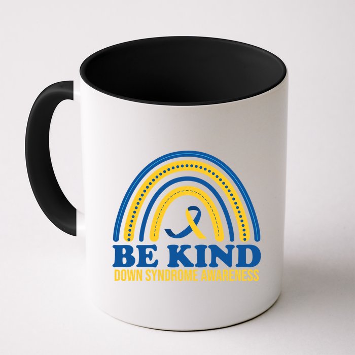 Be Kind Down Syndrome Awareness Rainbow Ribbon Mug