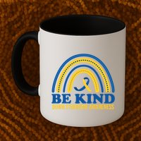 Be Kind Down Syndrome Awareness Rainbow Ribbon Mug