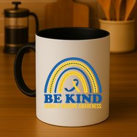 Be Kind Down Syndrome Awareness Rainbow Ribbon Mug