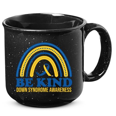 Be Kind Down Syndrome Awareness Rainbow Ribbon 15oz Campfire Ceramic Mug
