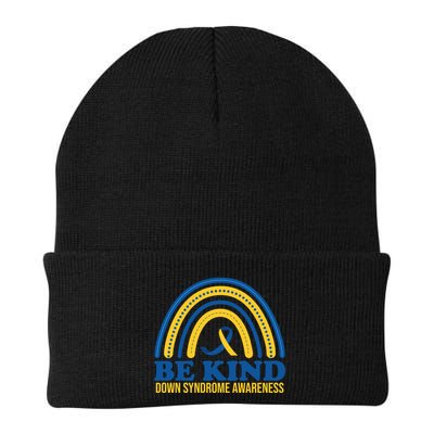 Be Kind Down Syndrome Awareness Rainbow Ribbon Beanie