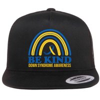 Be Kind Down Syndrome Awareness Rainbow Ribbon Flatbill Hat