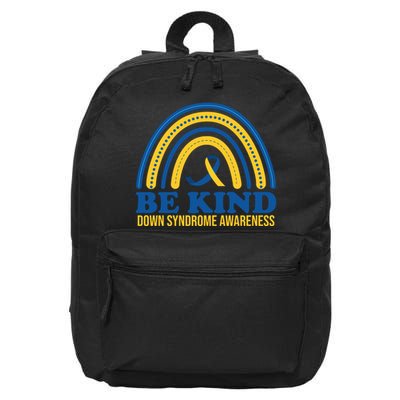Be Kind Down Syndrome Awareness Rainbow Ribbon 16 in Basic Backpack