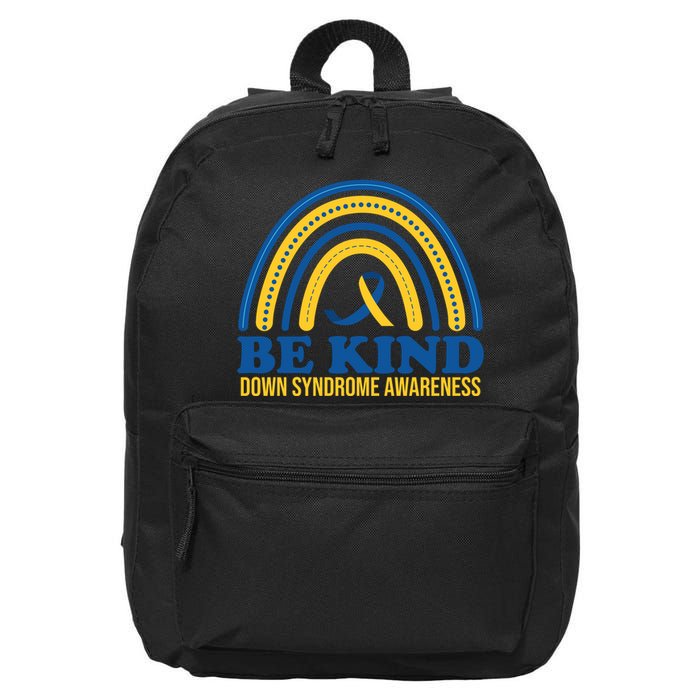 Be Kind Down Syndrome Awareness Rainbow Ribbon 16 in Basic Backpack