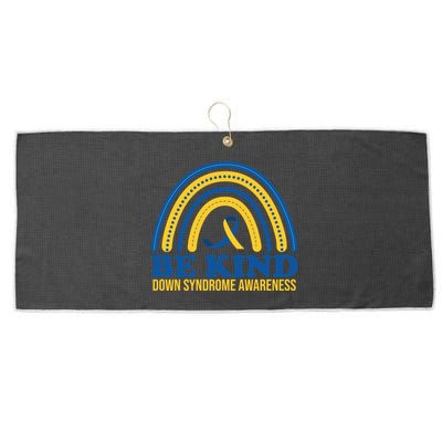 Be Kind Down Syndrome Awareness Rainbow Ribbon Large Microfiber Waffle Golf Towel