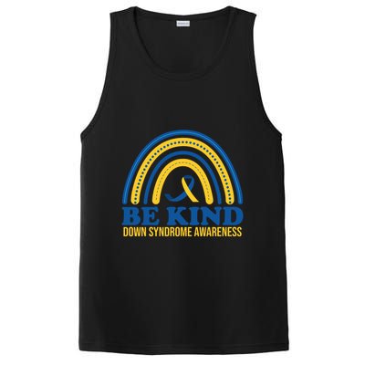 Be Kind Down Syndrome Awareness Rainbow Ribbon PosiCharge Competitor Tank