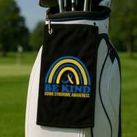 Be Kind Down Syndrome Awareness Rainbow Ribbon Golf Towel