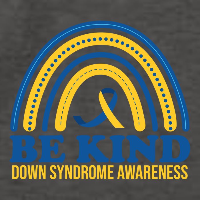 Be Kind Down Syndrome Awareness Rainbow Ribbon Vector Backpack