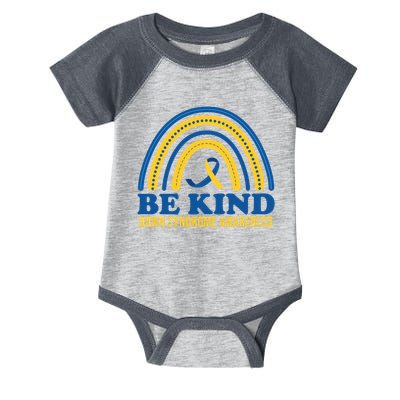 Be Kind Down Syndrome Awareness Rainbow Ribbon Infant Baby Jersey Bodysuit
