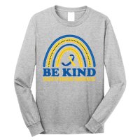 Be Kind Down Syndrome Awareness Rainbow Ribbon Long Sleeve Shirt