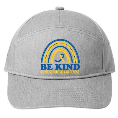 Be Kind Down Syndrome Awareness Rainbow Ribbon 7-Panel Snapback Hat