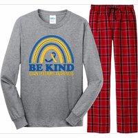 Be Kind Down Syndrome Awareness Rainbow Ribbon Long Sleeve Pajama Set