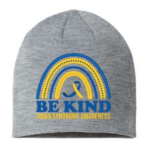 Be Kind Down Syndrome Awareness Rainbow Ribbon Sustainable Beanie