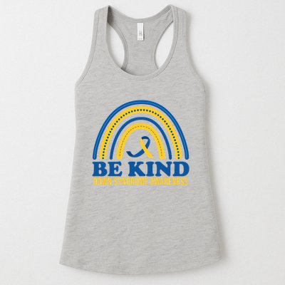 Be Kind Down Syndrome Awareness Rainbow Ribbon Womens Tank Top