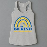 Be Kind Down Syndrome Awareness Rainbow Ribbon Womens Tank Top
