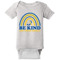 Be Kind Down Syndrome Awareness Rainbow Ribbon Baby Bodysuit