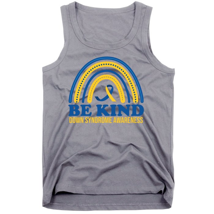 Be Kind Down Syndrome Awareness Rainbow Ribbon Tank Top