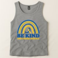 Be Kind Down Syndrome Awareness Rainbow Ribbon Tank Top