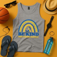 Be Kind Down Syndrome Awareness Rainbow Ribbon Tank Top
