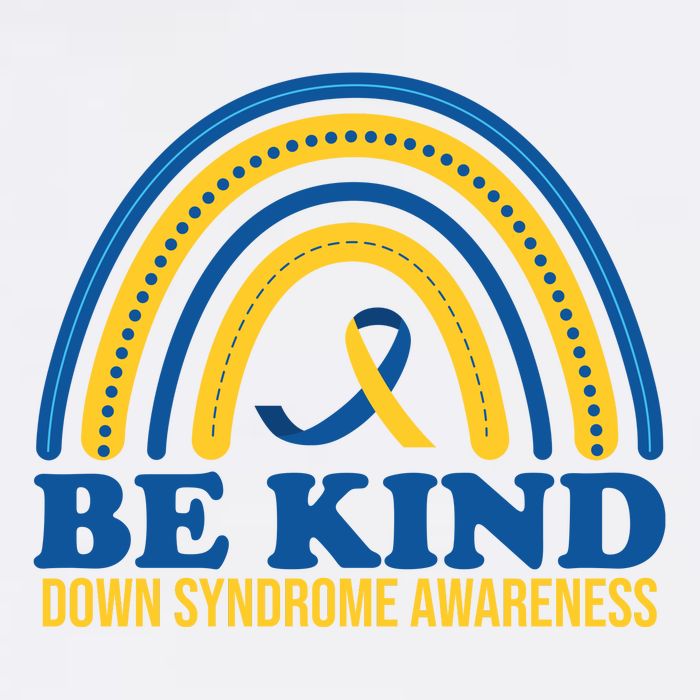 Be Kind Down Syndrome Awareness Rainbow Ribbon Garment-Dyed Sweatshirt