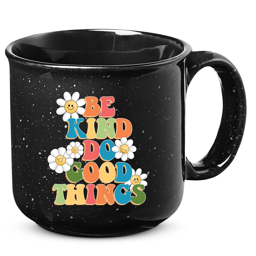 Be Kind Do Good Things Retro Sunflower 15oz Campfire Ceramic Mug