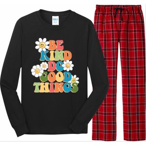 Be Kind Do Good Things Retro Sunflower Long Sleeve Pajama Set