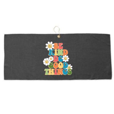 Be Kind Do Good Things Retro Sunflower Large Microfiber Waffle Golf Towel