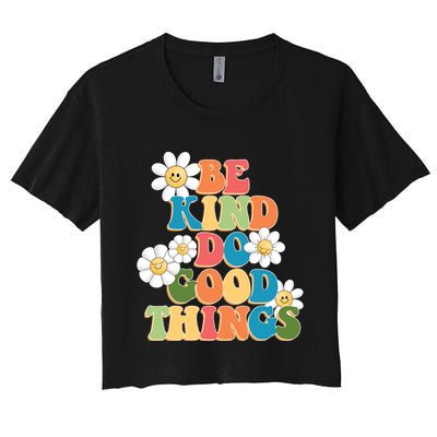 Be Kind Do Good Things Retro Sunflower Crop Top