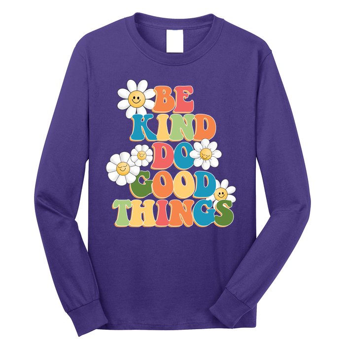 Be Kind Do Good Things Retro Sunflower Long Sleeve Shirt