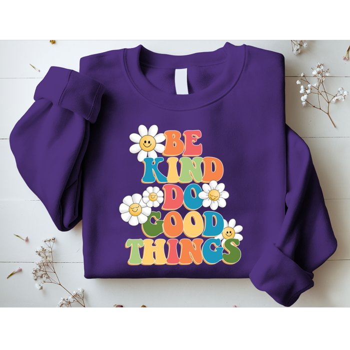 Be Kind Do Good Things Retro Sunflower Sweatshirt