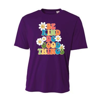 Be Kind Do Good Things Retro Sunflower Youth Performance Sprint T-Shirt