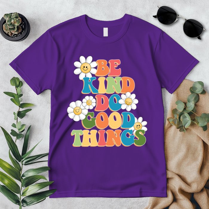 Be Kind Do Good Things Retro Sunflower Premium T-Shirt