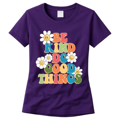 Be Kind Do Good Things Retro Sunflower Womens T-Shirt