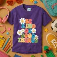 Be Kind Do Good Things Retro Sunflower Kids T-Shirt