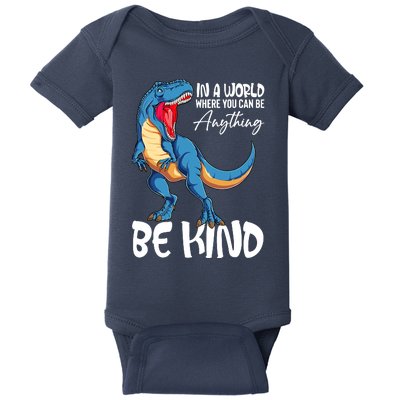 Be Kind Dinosaur T Rex Stop Bullying Unity Day Wear Orange Baby Bodysuit