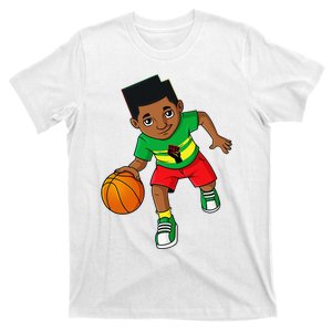 Black King Dribbling A Basketball Brown Skin T-Shirt