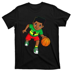 Black King Dribbling A Basketball Brown Skin T-Shirt