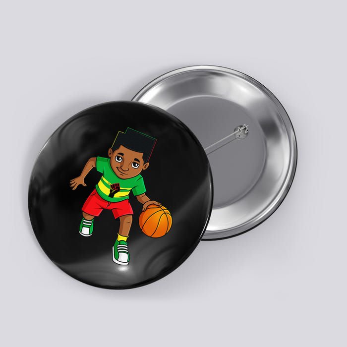 Black King Dribbling A Basketball Brown Skin Button