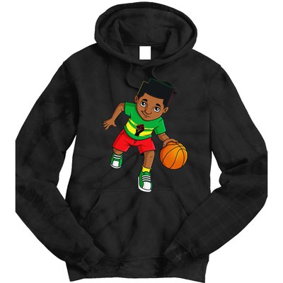 Black King Dribbling A Basketball Brown Skin Tie Dye Hoodie