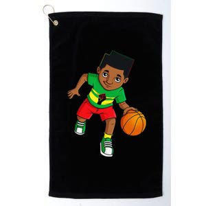 Black King Dribbling A Basketball Brown Skin Platinum Collection Golf Towel