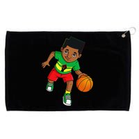 Black King Dribbling A Basketball Brown Skin Grommeted Golf Towel