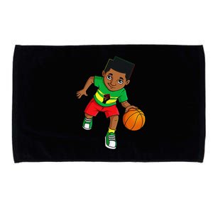 Black King Dribbling A Basketball Brown Skin Microfiber Hand Towel