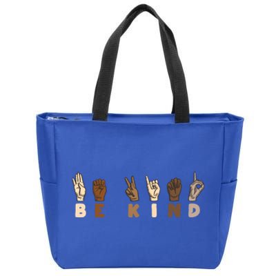 Be Kind Equality Sign Language Hand Guestures Gift Zip Tote Bag