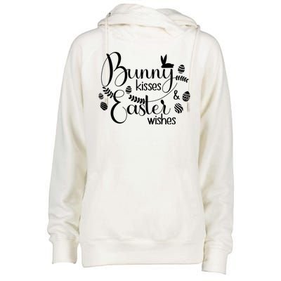 Bunny Kisses Easter Wishes Womens Funnel Neck Pullover Hood